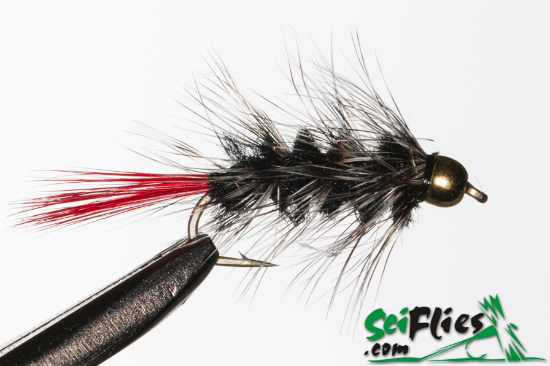 Picture of Red Tail Woolly Worm - Black (x3)
