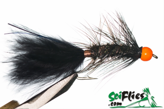 Picture of Woolly Bugger - Black/Peacock (Tungsten Bead) (x3)