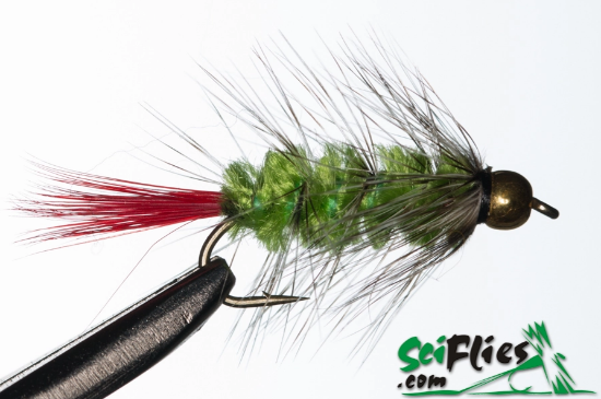 Picture of Red Tail Woolly Worm - Green (x3)